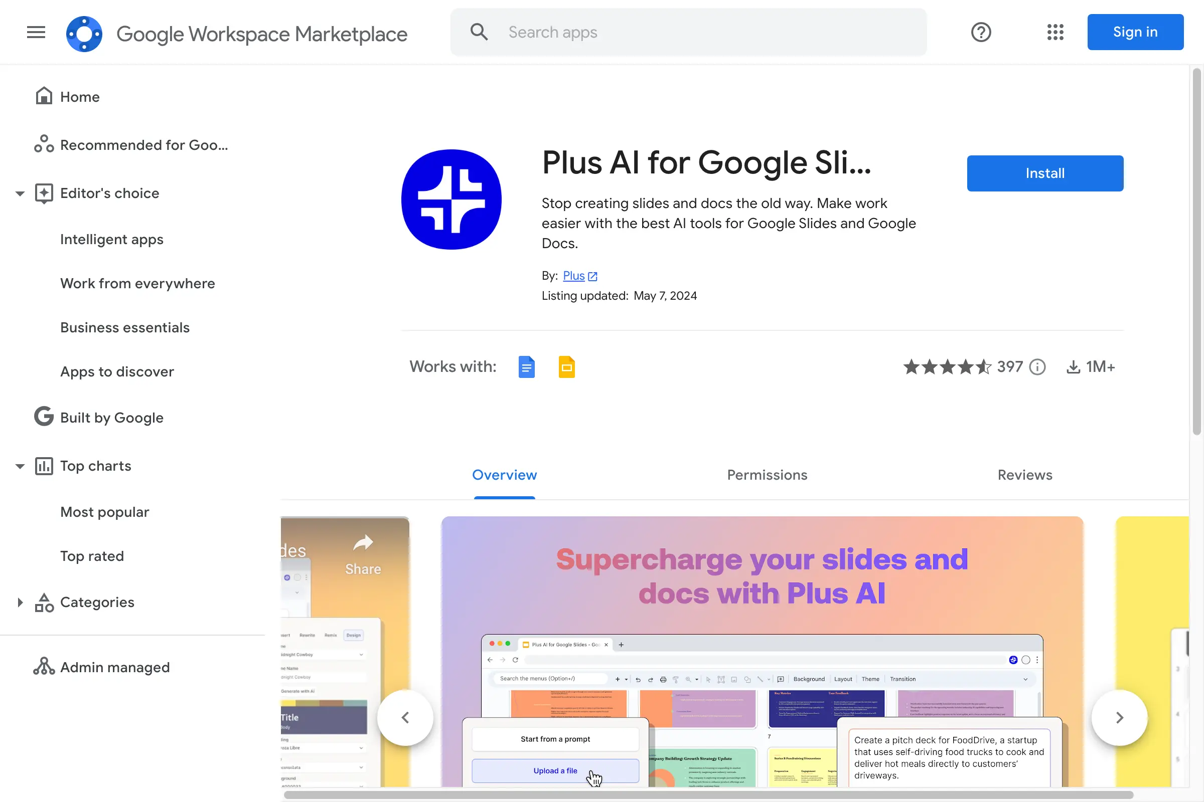 Plus AI für Google Slides™ und Docs™